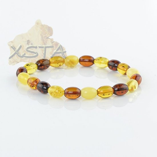 Multicolor olive beads amber bracelet